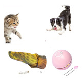 Kit Bola Interativa + Peixe Usb Gatos Cachorros Sensor Pet