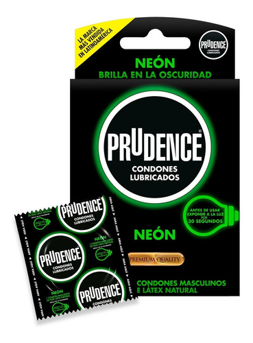 Cartera De 3 Condones Prudence Neon, Brillan En La Oscuridad