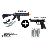 Paquete Marcadora +5 Tanques Hk 416 Aeg - Beretta 92a1 Co2