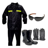 Conjunto Motoqueiro Bota Motoqueiro Luva Impermeável +brinde