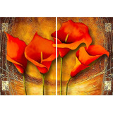 Cuadro Flores Calas Naranja Dip 70x100 Textura Y Marco