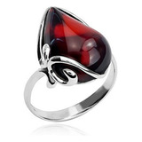 Anillo De Plata Esterlina Con Ámbar Cereza Negro De Ian And 