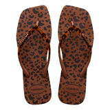 Chinelo Havaianas Slim Square Animal Print Onça Quadrada