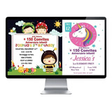 150 Vetores De Convites Infantil 100% Editaveis Em Corel