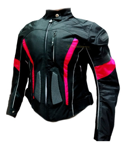 Chaqueta Con Protecciones Y Reflectiva Lona Mujer Moto Dama 