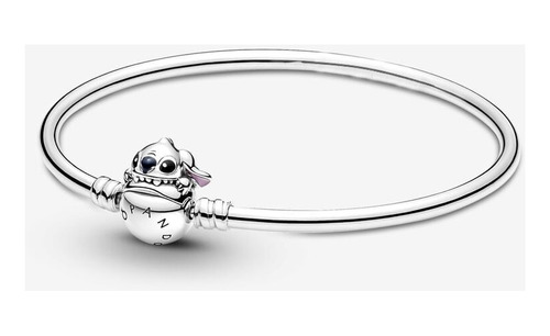 Pulsera Rígida Mordida De Stitch De Plata Ley 925 + Caja