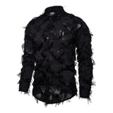 Blusa N Para Hombre, Nueva Camisa Personality Feather, Manga