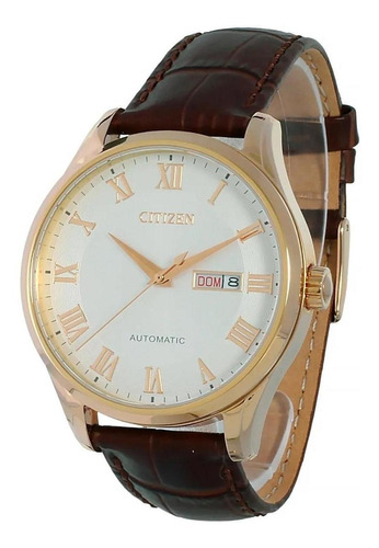 Relógio Citizen Masculino Automatico Tz20797m Rose Couro