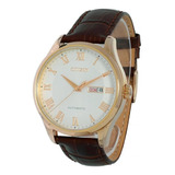 Relógio Citizen Masculino Automatico Tz20797m Rose Couro