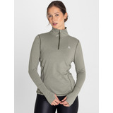 Polera Primera Capa Mujer Ml Half Zip Verde Bsoul