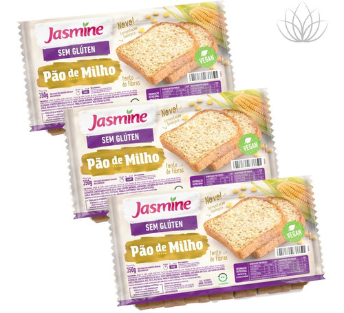 3x Pão De Milho Jasmine Sem Glúten Vegano Biológico Fatiado