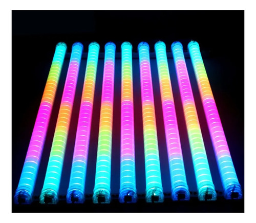 Pack 10 Tubo Led Color 1 Metro Rgb Extensible 220v Enchufe 