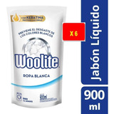 Jabón Líquido Woolite Ropa Blanca Repuesto 900ml  X 6 Uni.