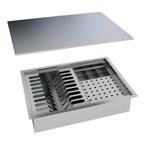 Calha Úmida Quadrada Canal Equipado Escorredor Louça Inox Cor Inox Escovado Scotch Brite