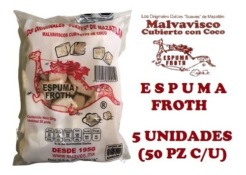 Espuma Froth Originales Suaves De Mazatlán 5 Bolsas/50 Pzas