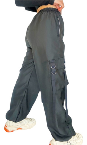 Pantalon Jogger Cargo Con Tiras Estilo Parachute Moda