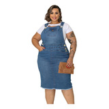 Salopete Plus Size Jardineira Saia Lycra Moda Grande 46 A 60