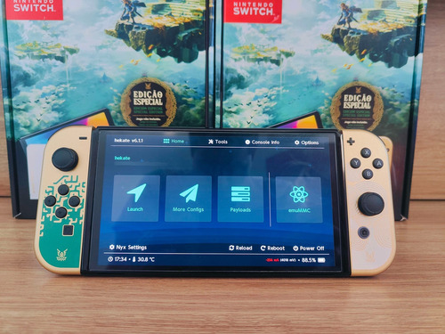 Nintendo Switch Oled Edição Especial Zelda Desbloqueado Novo Com 40 Jogos + Brinde