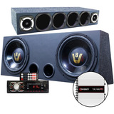 Caixa Trio Completa 2 Sub 12 Radio Bluetooth Usb Taramps