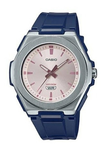 Reloj Casio Dama Modelo Lwa-300 Cara Rosa, Extensible Azul