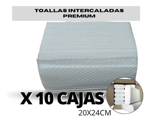 10 Cajas Toalla Intercalada Blanca Premium 20x24cm