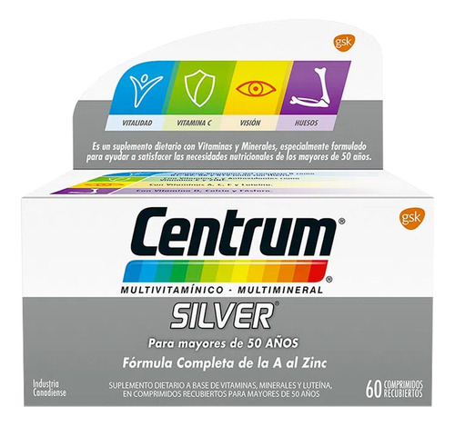 Centrum Silver +50 Años Multivitamínico Multimineral 60comp