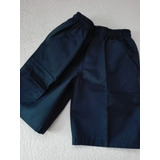 Bermuda Short Colegial De Gabardina Azul Talle 6 Nuevo