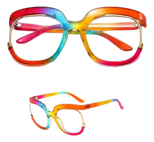 Oculos Armação Colorido Arco Iris Moda Blogueira Grande Luxo