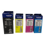 Pack Kit 4 Tintas Brother Bt D60bk Bt5001 Y, M, C 