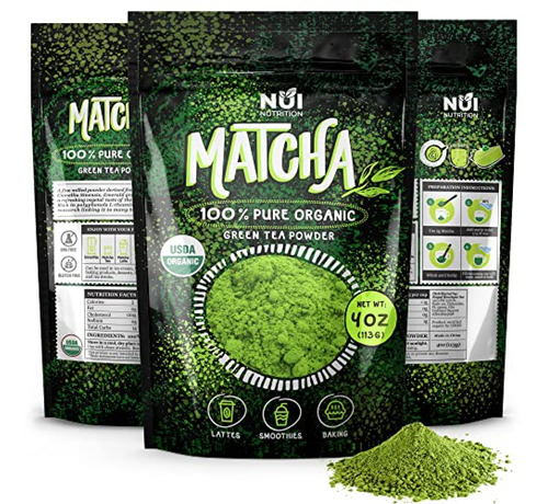 Nui Organic Matcha Té Verde En Polvo 100% Puro Premium Match