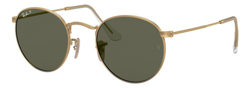 Óculos De Sol Ray-ban Round Rb3447l Small Armação De Metal Cor Polished Gold, Lente Green De Cristal Clássica, Haste Polished Gold De Metal - Rb3447l00150