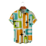 Camisa Hawaiana Unisex Blanca Geometry Camisa De Playa De Ve