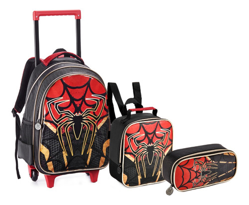 Mochila Bolsa Escolar Homem Aranha Spider Rodinhas