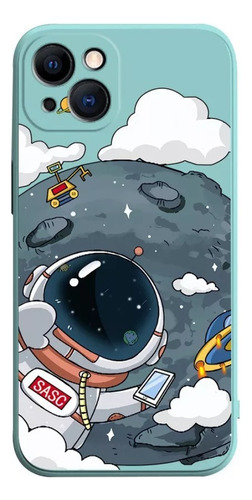 Capa Green Moon Astronaut Para iPhone 13 11