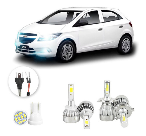 Kit Lampada Led Chevrolet Onix 2014 20000lm Alto+baixo+milha