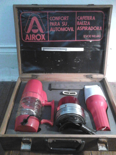 Antiguo Kit Viaje Auto Airox Cafetera Baliza Aspiradora 12 V
