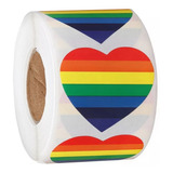 500 Etiquetas Adhesivas Corazón Arcoíris Orgullo Gay Lgtb 