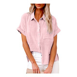 Blusa A Blouse Para Mujer, Camisa Moderna Con Botones Lisos,