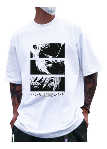 Camiseta Streetwear Oversized Anime Versátil Moda Masculina