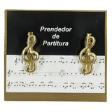 Prendedor De Partitura Hinário Clave De Sol Clip Dourado