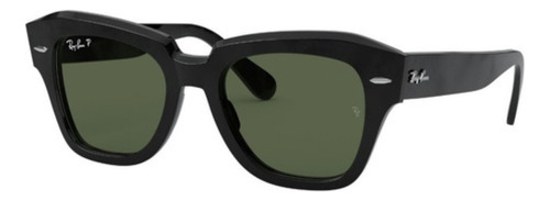 Arm. Solar Ray-ban State Street 0rb2186 Protección Uv 2 Color 901/31 Color De La Lente Verde Color De La Varilla Negro Color Del Armazón Negro