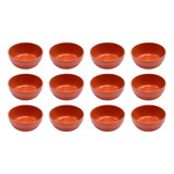 Set X 12 Cazuelas De Barro Esmaltadas Apilables 10cm