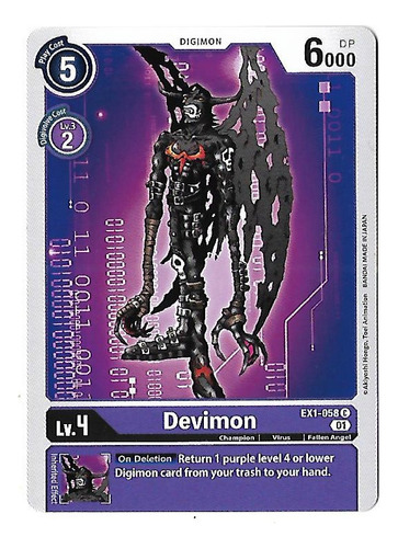 Digimon Ccg Devimon - Common Ex1 Frete Incluso