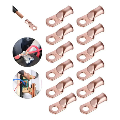 Pack 12 Terminales Anillo Cobre 1\u002F0 Awg 3\u002F8 Pulgada Para Conexión Eléctrica | Meses sin interés