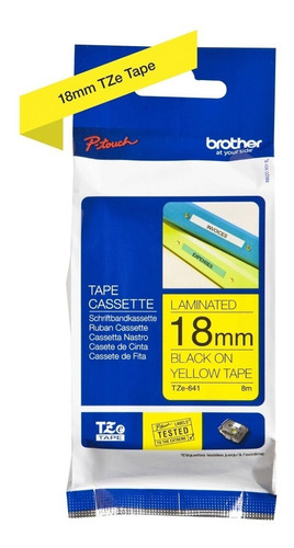 Cinta Brother Tze641 (18mm X 8mts) Amarillo Sobre Negro