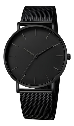 Reloj Minimalista Clásico Negro Acero Inoxidable Analógico