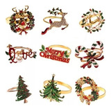 9 Anillos Servilleteros De Metal, Navidad Decoración Cenas