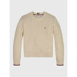 Sweater Punto Canalé Global Stripe Beige Tommy Hilfiger