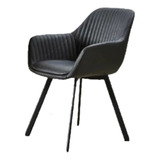 Sillon Tapizado Ecocuero Rivel Negro Moderno Con Apoyabrazos