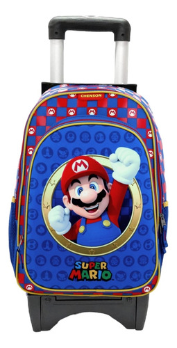 Mochila Mariobros Chenson Original Con Carrito Adapatado Para Primaria 